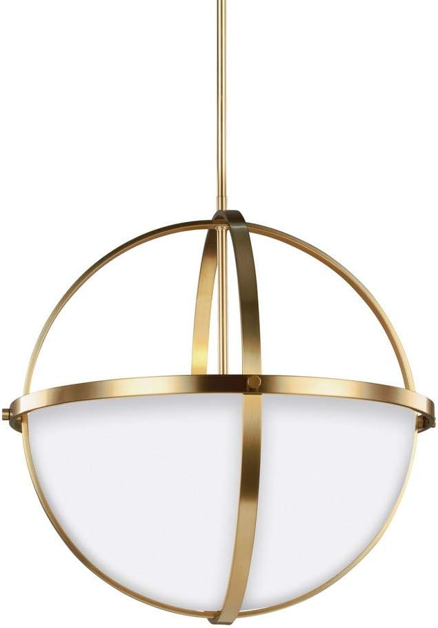 Alturas 3-Light Satin Brass Pendant with Etched White Glass