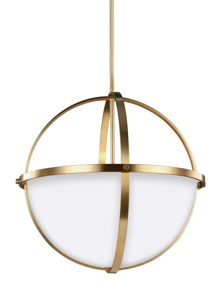 Alturas 3-Light Satin Brass Pendant with Etched White Glass