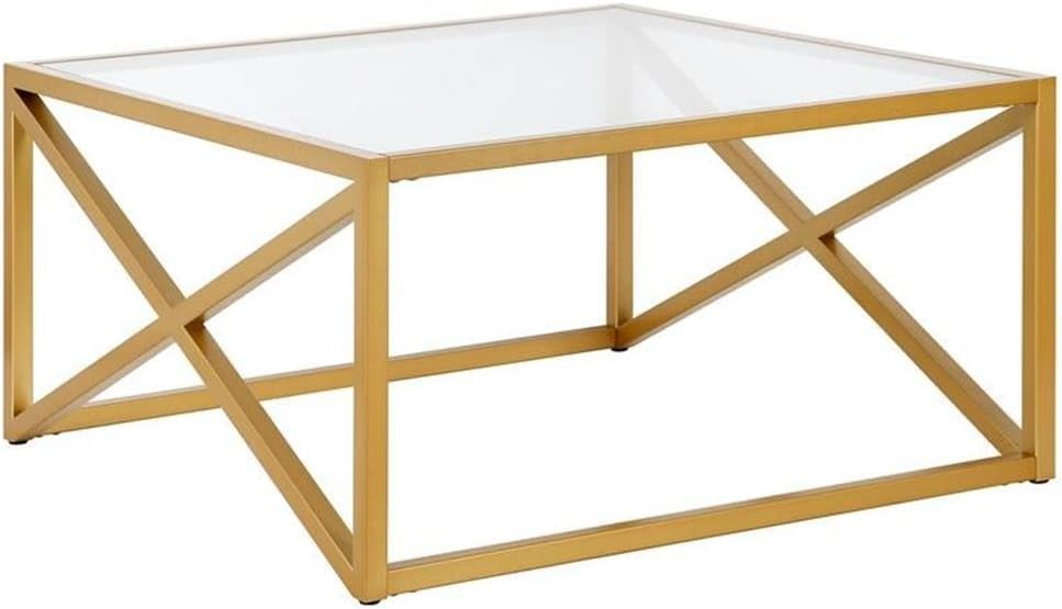 Evelyn&Zoe Calix 20" Wide Square Side Table, Brass