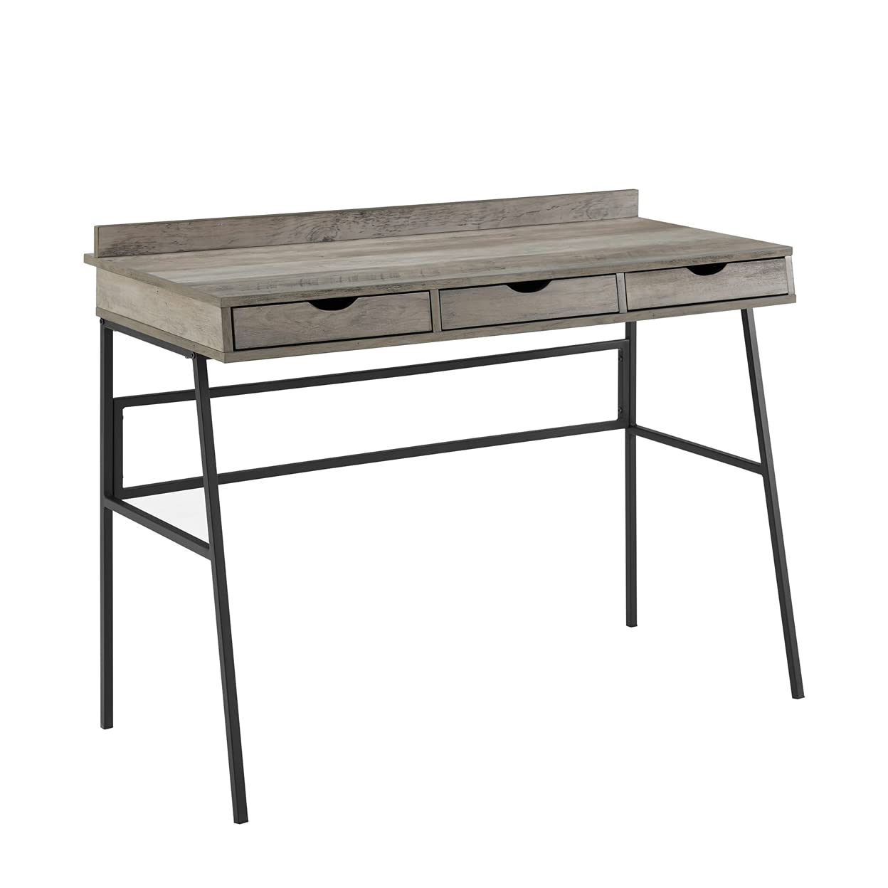 Walker Edison 42" Engineered Wood 3-Drawer Angled Front Desk in Gray Wash