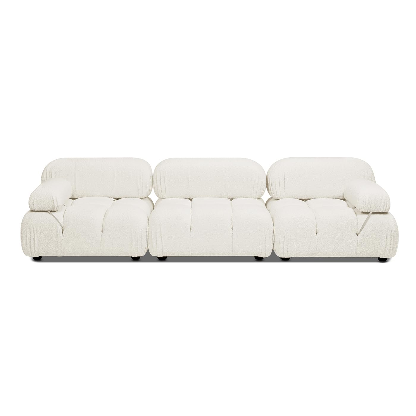 Marcel 109.5" Bubble Modular Modern 3-Piece Sofa, Ivory White Boucle