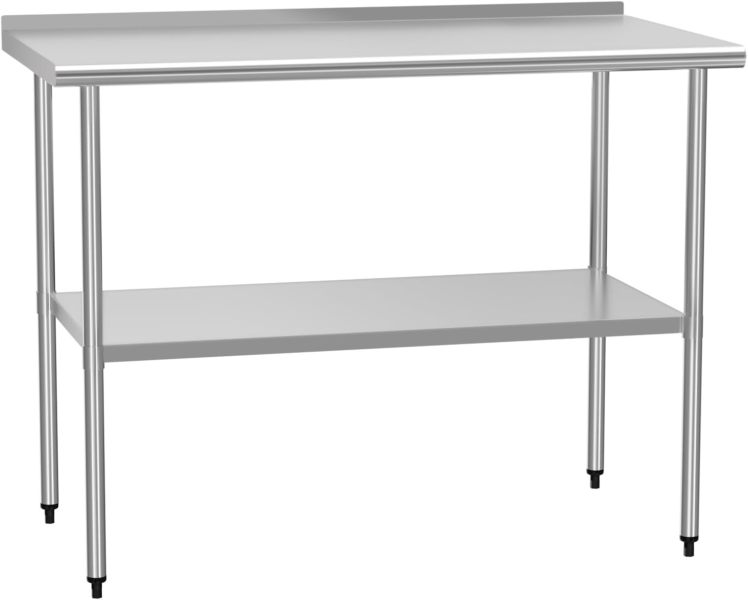 Stainless Steel Table 24" x 30" with Adjustable Undershelf and Backsplash, Commercial Metal Workstations for Kitchen, Garage, Outdoor BBQ