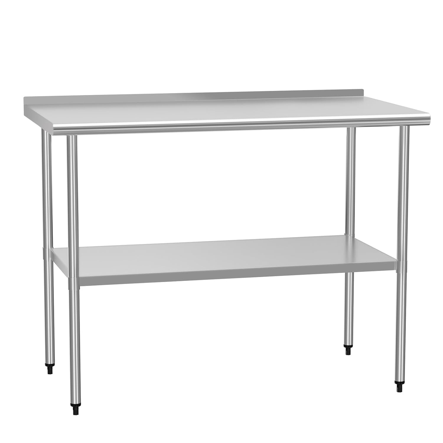 Stainless Steel Table 24 x 48 Inches Metal Prep Table with Backsplash & Adjustable Undershelf for Commercial Kitchen, Outdoor, Restaurant, Hotel & Garage