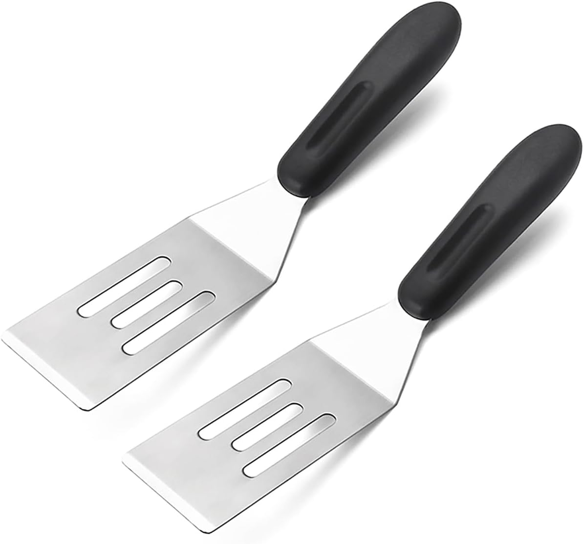 2 Pieces Small Spatula Set, Stainless Steel Mini Serving Spatula for Kitchen Use, Flipping or Cooking for Brownie, Cookie, Lasagna, Pancakes & Cake(Black+Silver)
