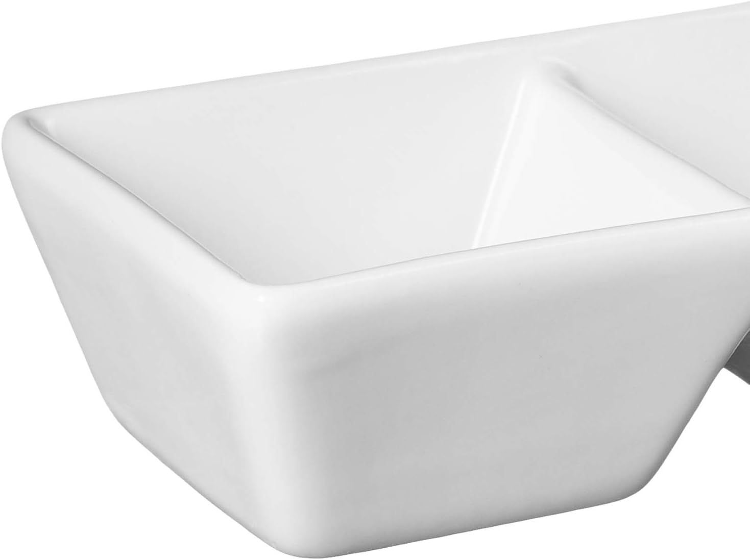 Super White Porcelain 3-Compartment Rectangular Tray