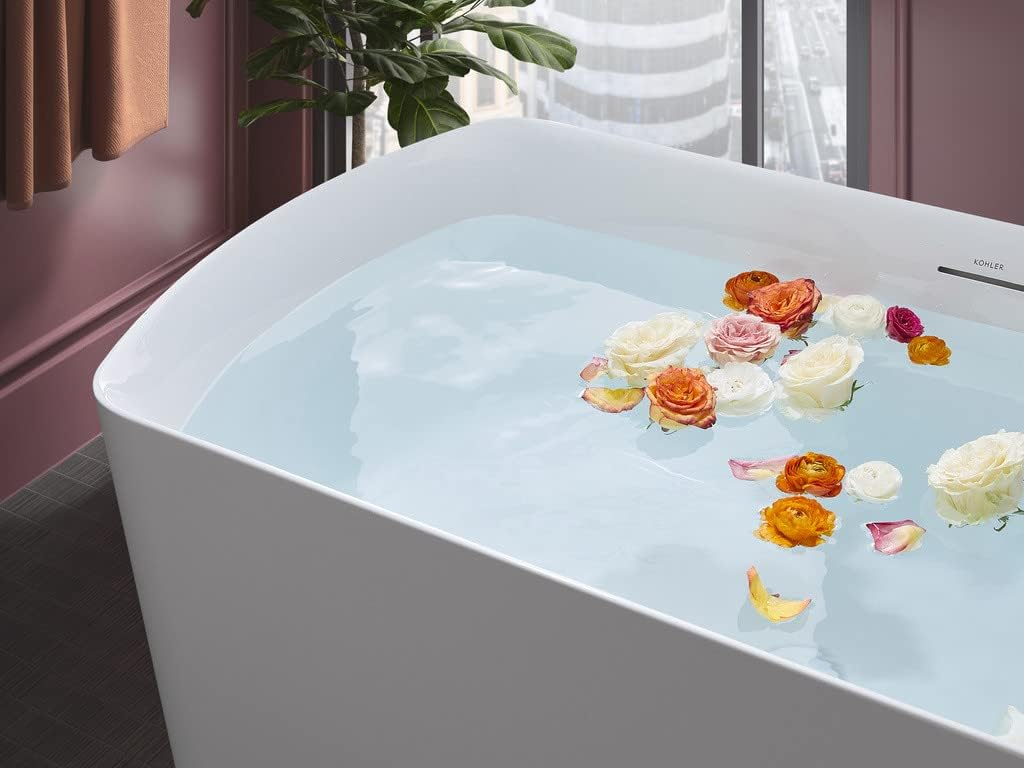 Kohler K-26079 Irvine 59" x 29-1/2" Acrylic Soaking Tub with Center Drain, Drain Assembly, and Integrated Overflow - White