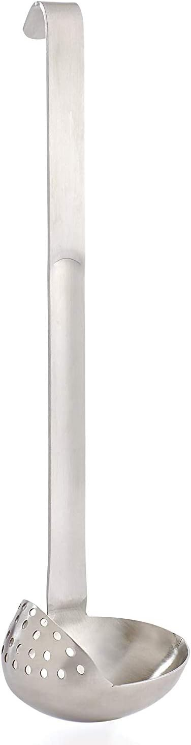 HIC Kitchen Straining Ladle with Spout, 18/8 Stainless Steel, 3-Ounce Capacity