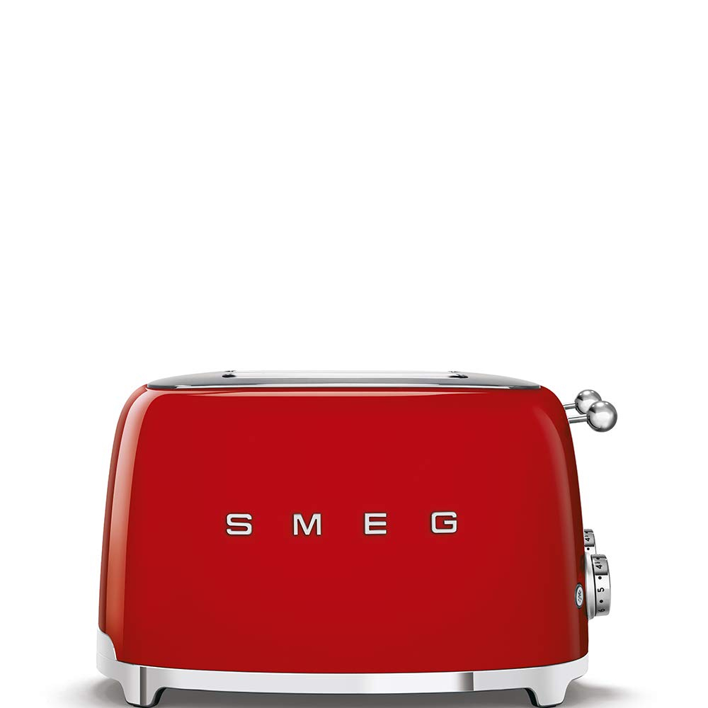 Smeg 50's Style Retro Aesthetic 4 Slice Toaster 6 Presets Extra Wide Slots Red TSF03RDUS