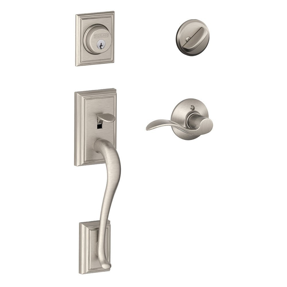 SCHLAGE Addison Single Cylinder Handleset and Right Hand Accent Lever, Satin Nickel (F60 ADD 619 Acc RH)