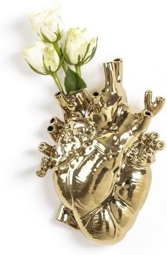 Gold Heart-Shaped Porcelain Bud Vase, 25 cm