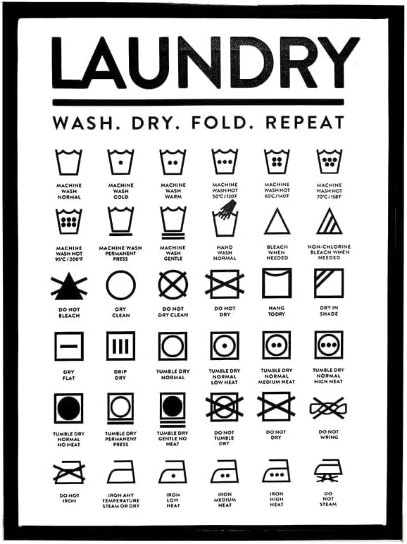 Nufar Laundry Symbols Guide Laundry Room Tin Sign Metal Wall Art Iron Painting for Indoor Outdoor Home Decor Room Door Accessories Poster Gifts 8x12 Inch
