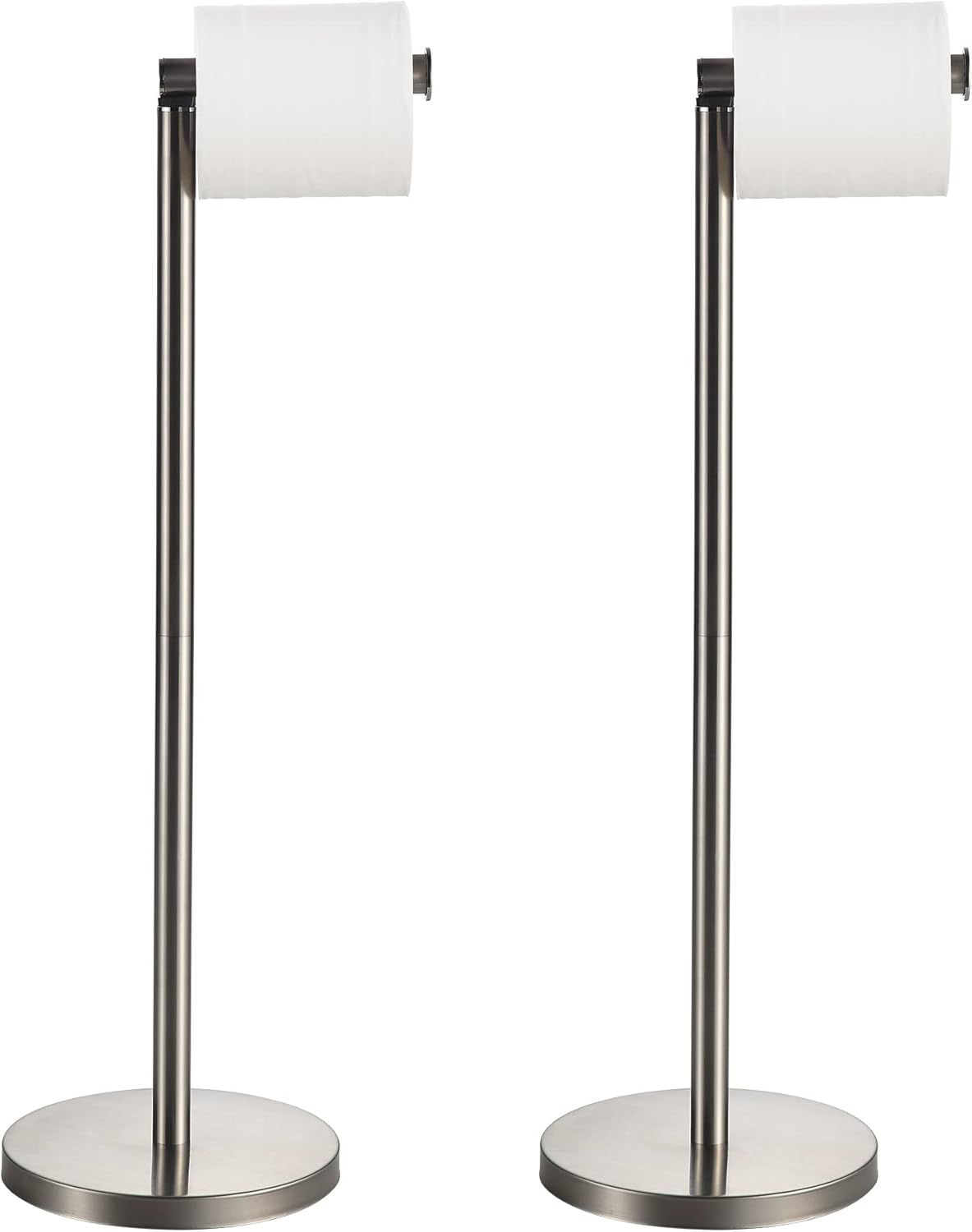BGL Freestanding Toilet Paper Holder - Brushed Nickel, Reserve Storage for Paper Rolls
