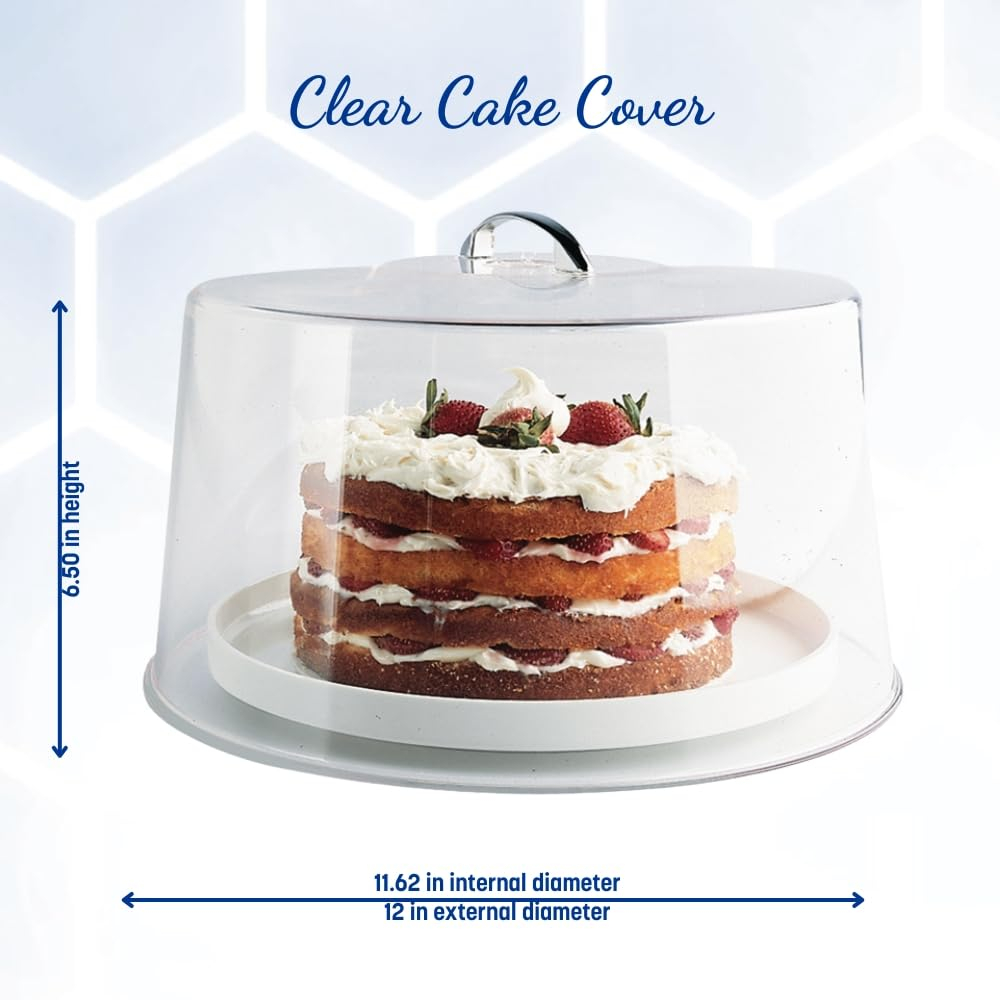 Carlisle FoodService Products Cake Cover Round Cover for Catering, Kitchen, Restaurant, Plastic, 12 Inches, Clear