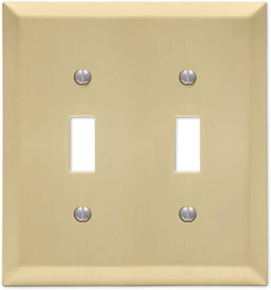 Amerelle Century Satin Brass Brass 2 gang Stamped Steel Toggle Wall Plate 1 pk