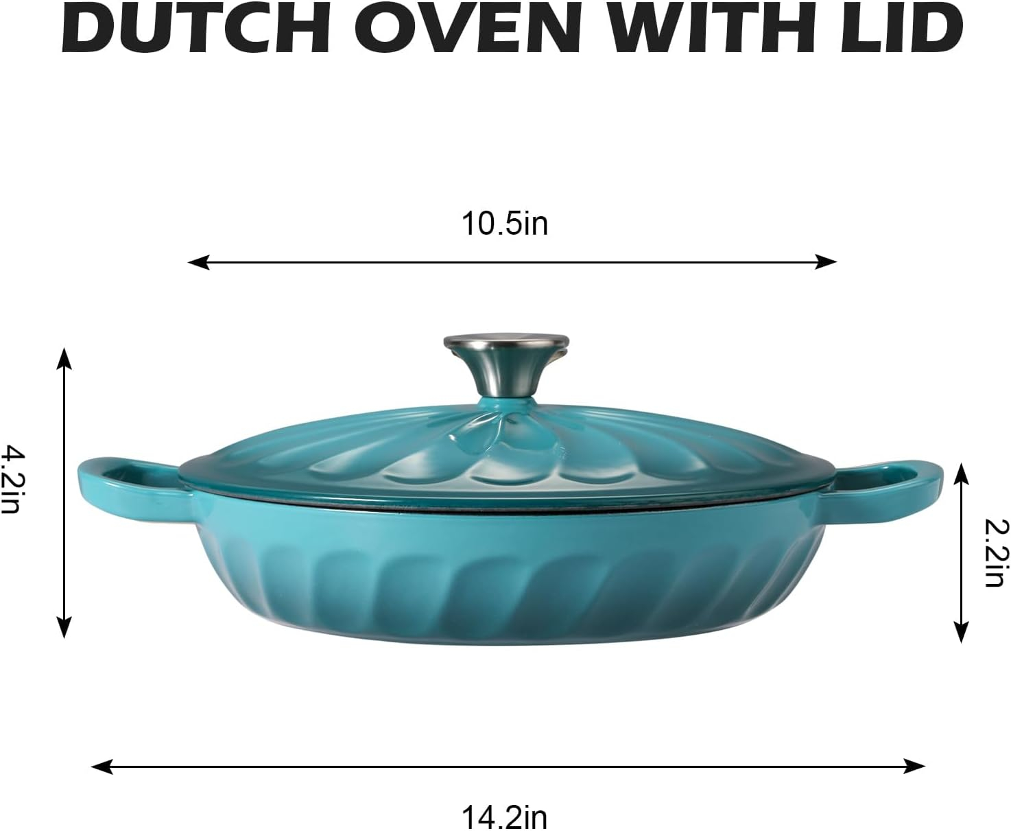 4 SEASONS FURNITURE 7 QT Enameled Cast Iron Oval Dutch Oven with Lid – Non-Stick Coating & Dual Handles
