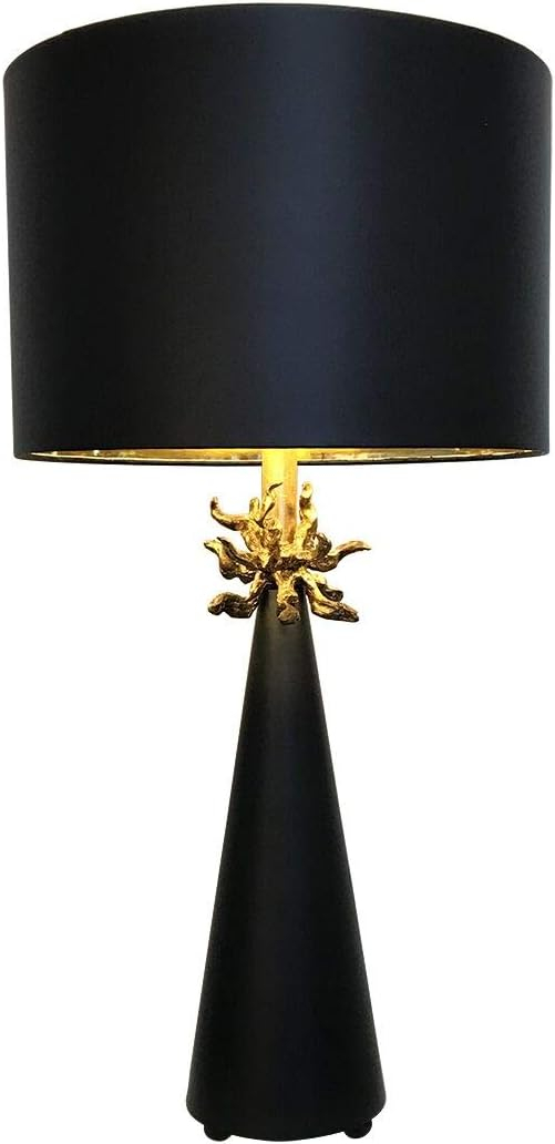 Lucas McKearn Neo Contemporary Metal Table Lamp with Gold Accents in Black