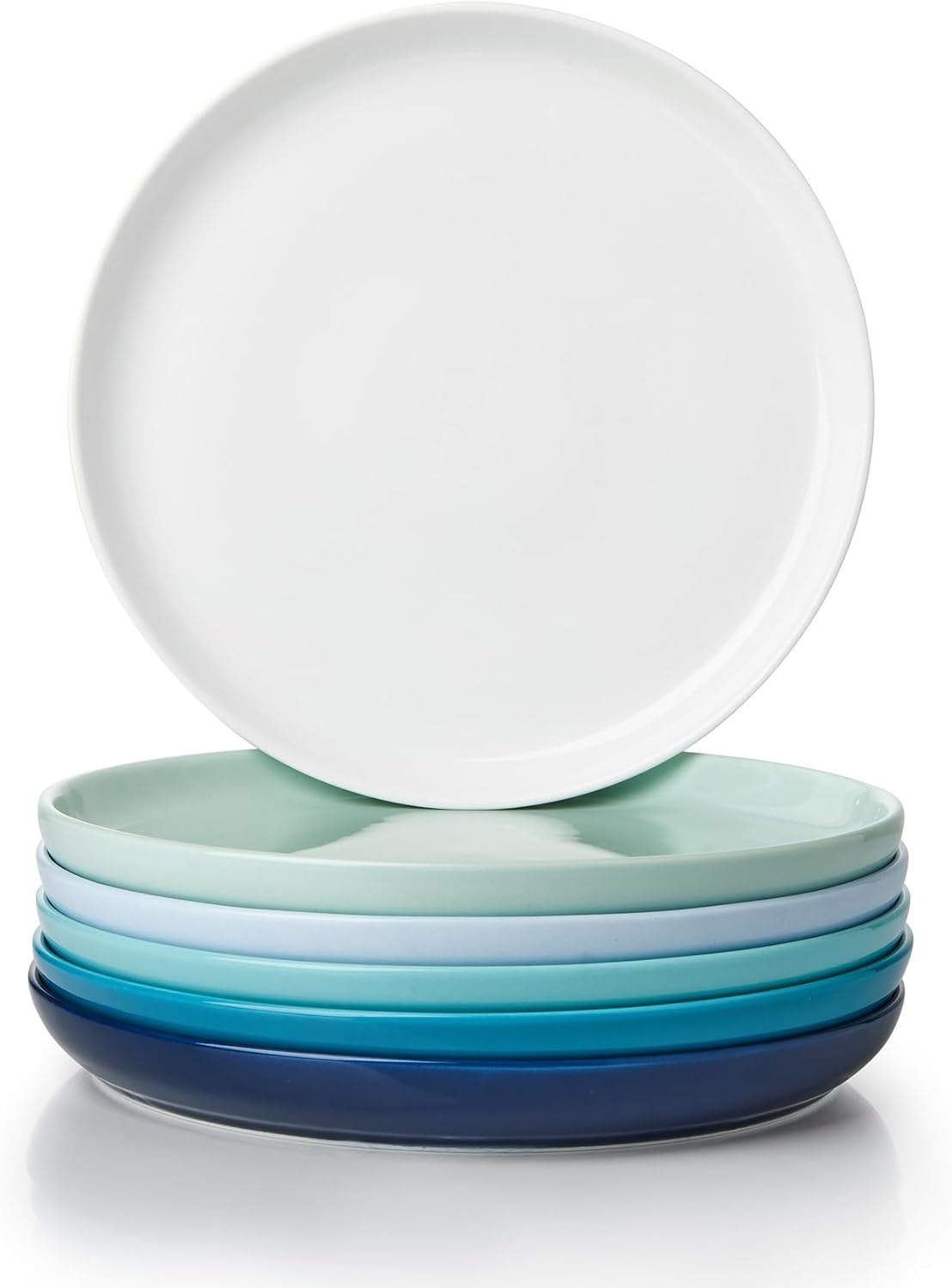 Sweese Porcelain 7.4 Inch Dessert Plates Set of 6 - Salad Modern Appetizer Plates - Dishwasher, Microwave, Oven Safe, Smooth Glaze, Scratch Resistant