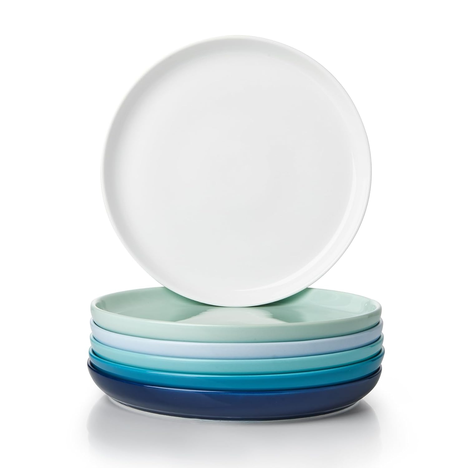 Sweese Porcelain 7.4 Inch Dessert Plates Set of 6 - Salad Modern Appetizer Plates - Dishwasher, Microwave, Oven Safe, Smooth Glaze, Scratch Resistant