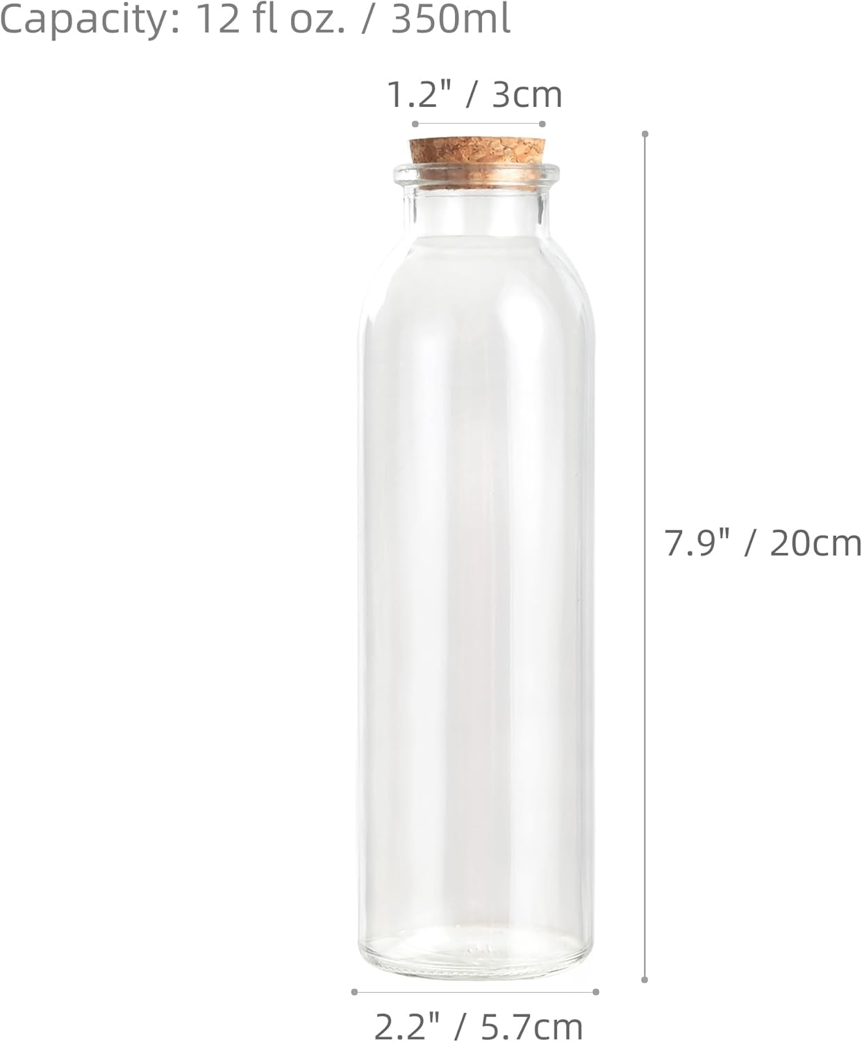 Magic Season Decorative Glass Bottles with Cork Stoppers (12 fl oz. Round Bottles / 2 Pcs)