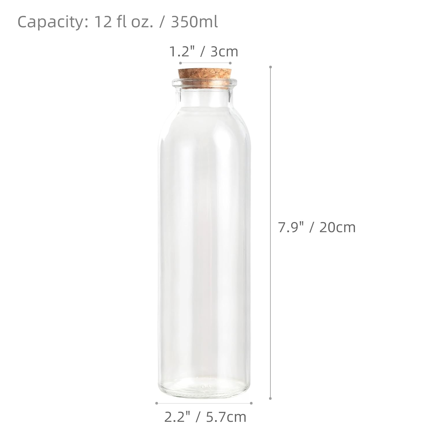 Magic Season Decorative Glass Bottles with Cork Stoppers (12 fl oz. Round Bottles / 2 Pcs)