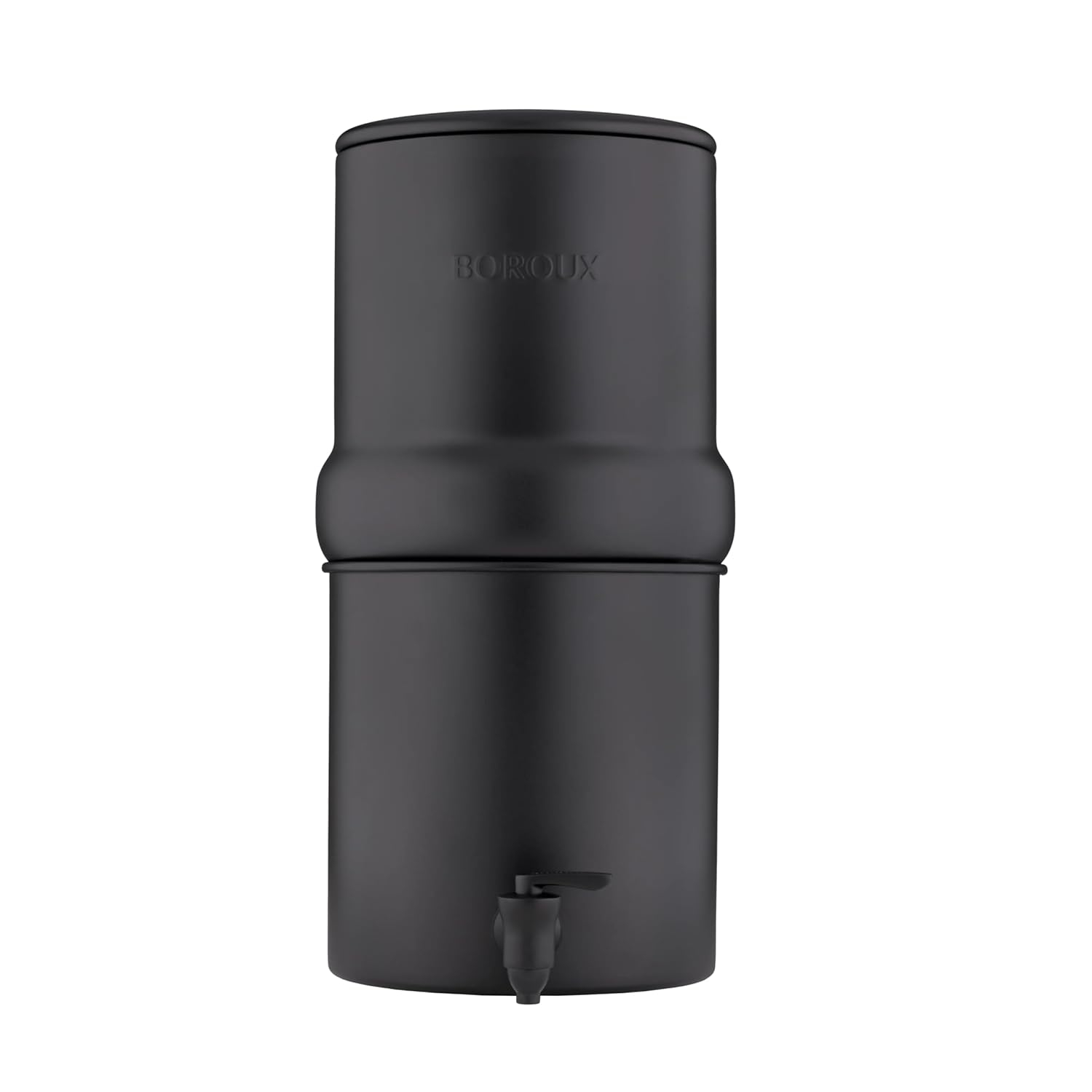 Compact. Boroux Gravity-Fed Countertop Stainless Steel Water Filter System | 1.8 Gallons with 2 Authentic Black Foundation. Filters | Matte Black