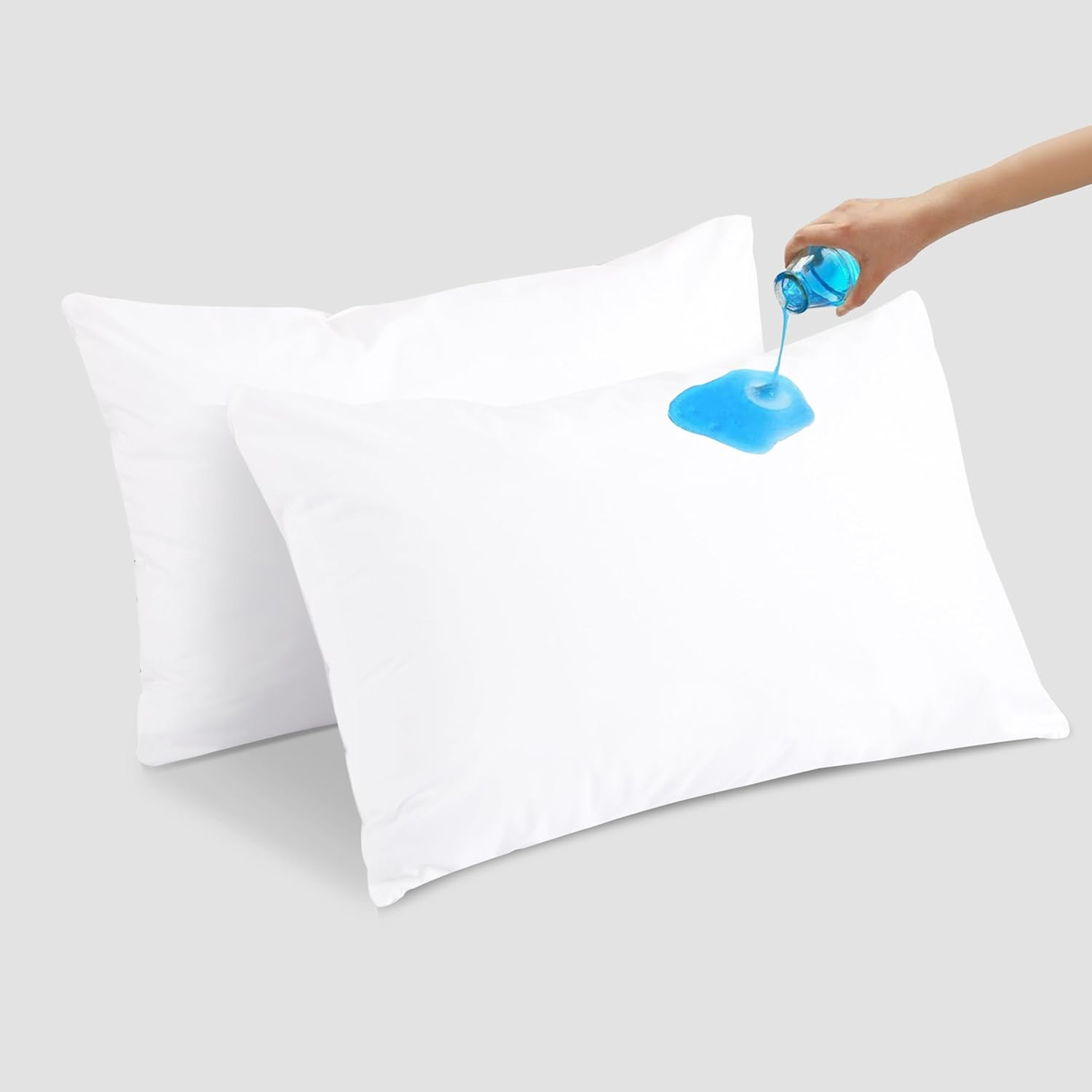 Waterproof Pillow Protectors with Zipper King Size - 2 Pack Waterproof Zippered Pillowcases Encasement, Breathable Protective Pillow Covers 20 x 38 Inches