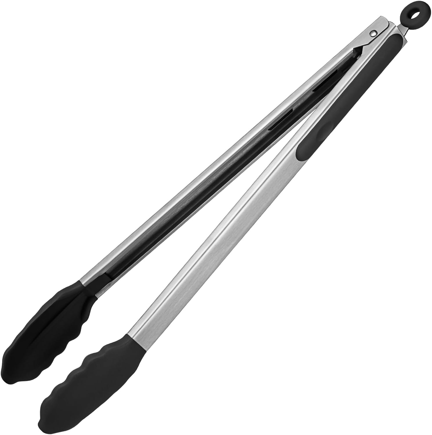 Black 16" Silicone and Stainless Steel Heat Resistant Kitchen Tongs