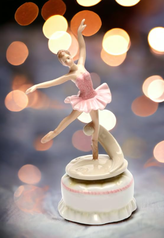 Ceramic Spinning Ballerina Music Box 3.375x3x7 inches Daughter