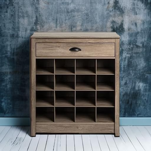 35 in. H x 31.5 in. W 16-Pair Composite Shoe Storage Cabinet with Slim Top Drawer for Entryways, Drifted Gray