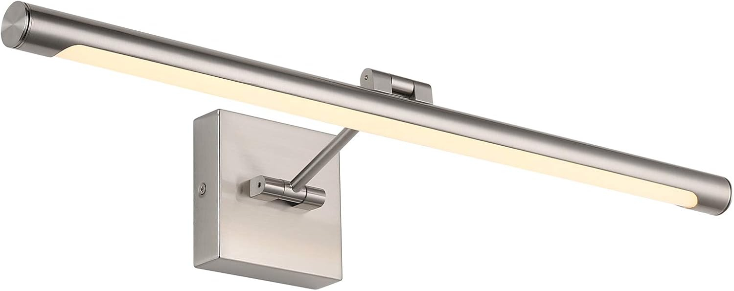 Joosenhouse Modern LED Picture Light Fixtures 24.4" Inch, Artwork Accent Lights with Single Swing Arm for Painting, Brushed Nickel, 14W (80W Eqv.), Warm White 3000K, Hardwire Connection…