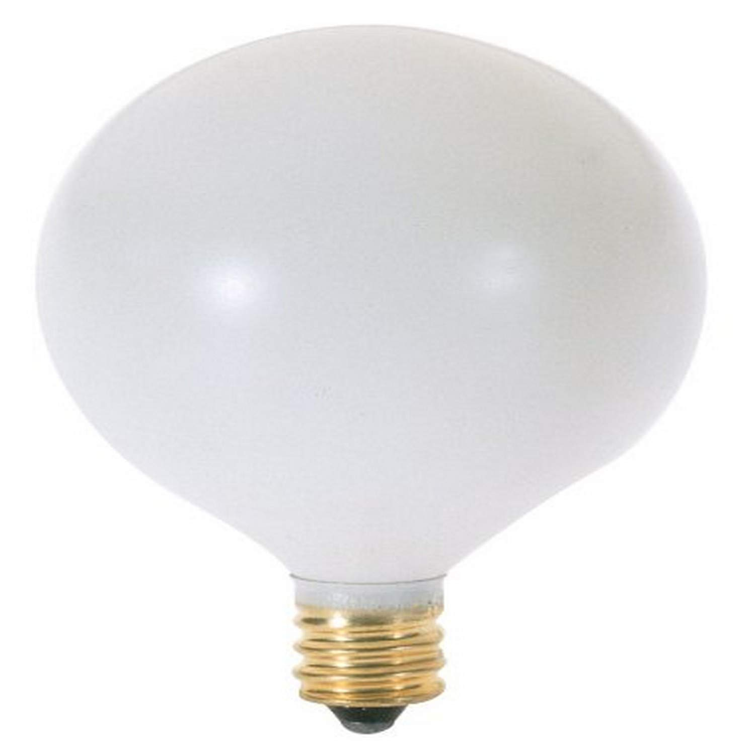 Satco S3825 - 25 watt G16 1/2 Incandescent; Satin White; 1500 average rated hours; 202 lumens; Candelabra base; 120 volts