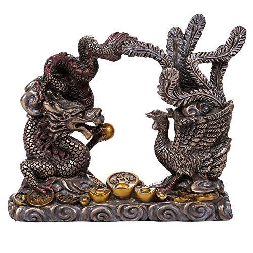 Bronze Resin Dragon and Phoenix Feng Shui Figurine