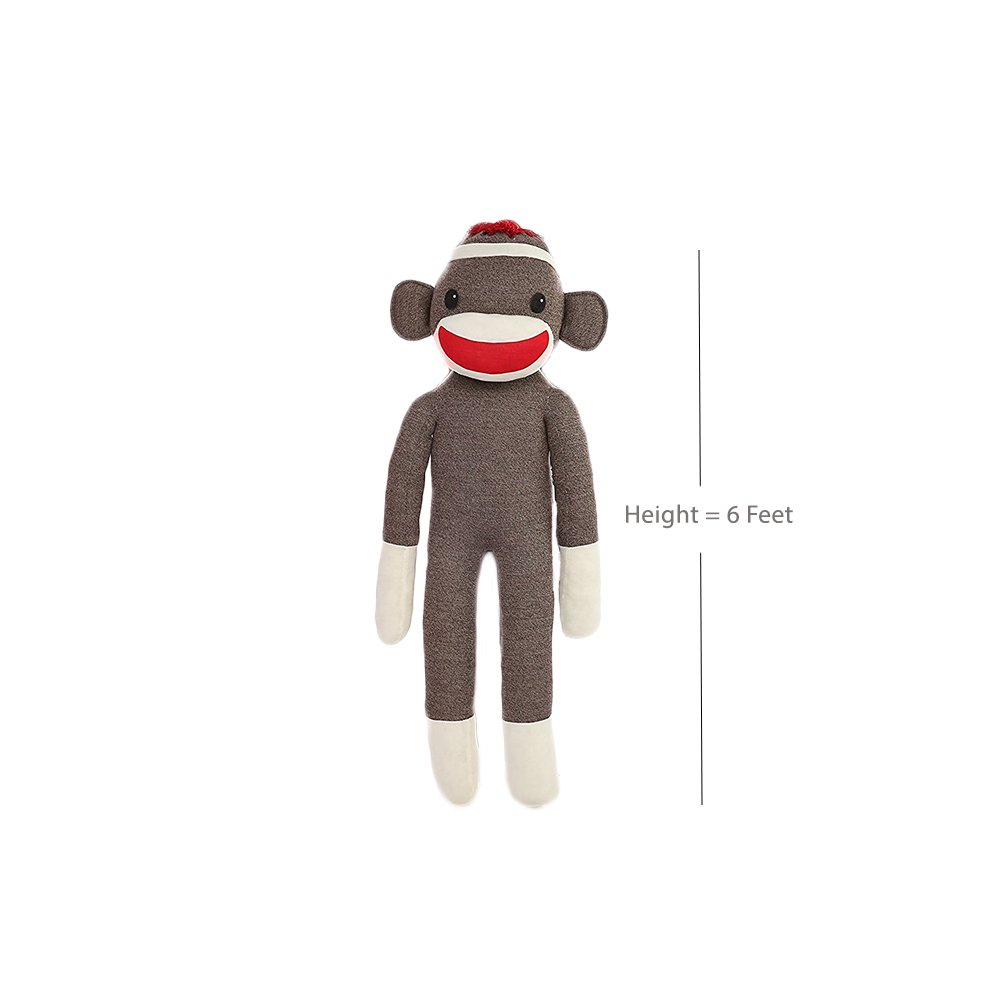 Made by Aliens Personalized Floppy Original Giant Sock Monkey Stuffed Animal Plush Toy- Perfect Gift for Valentine Day- Graduation Day- Birthday- 72 inches
