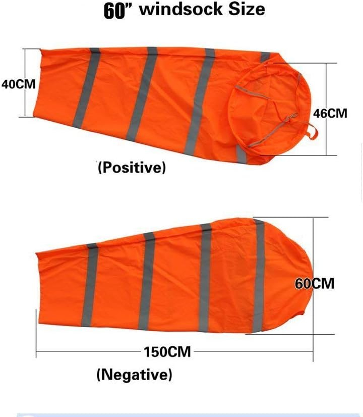 Airport Windsock Rip-stop Outdoor Rainbow Wind Measurement Sock Bag with Reflective Belt(30" 40" 60") (60")