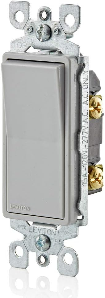 Gray Single-Pole Decora Rocker Light Switch with Steel Strap