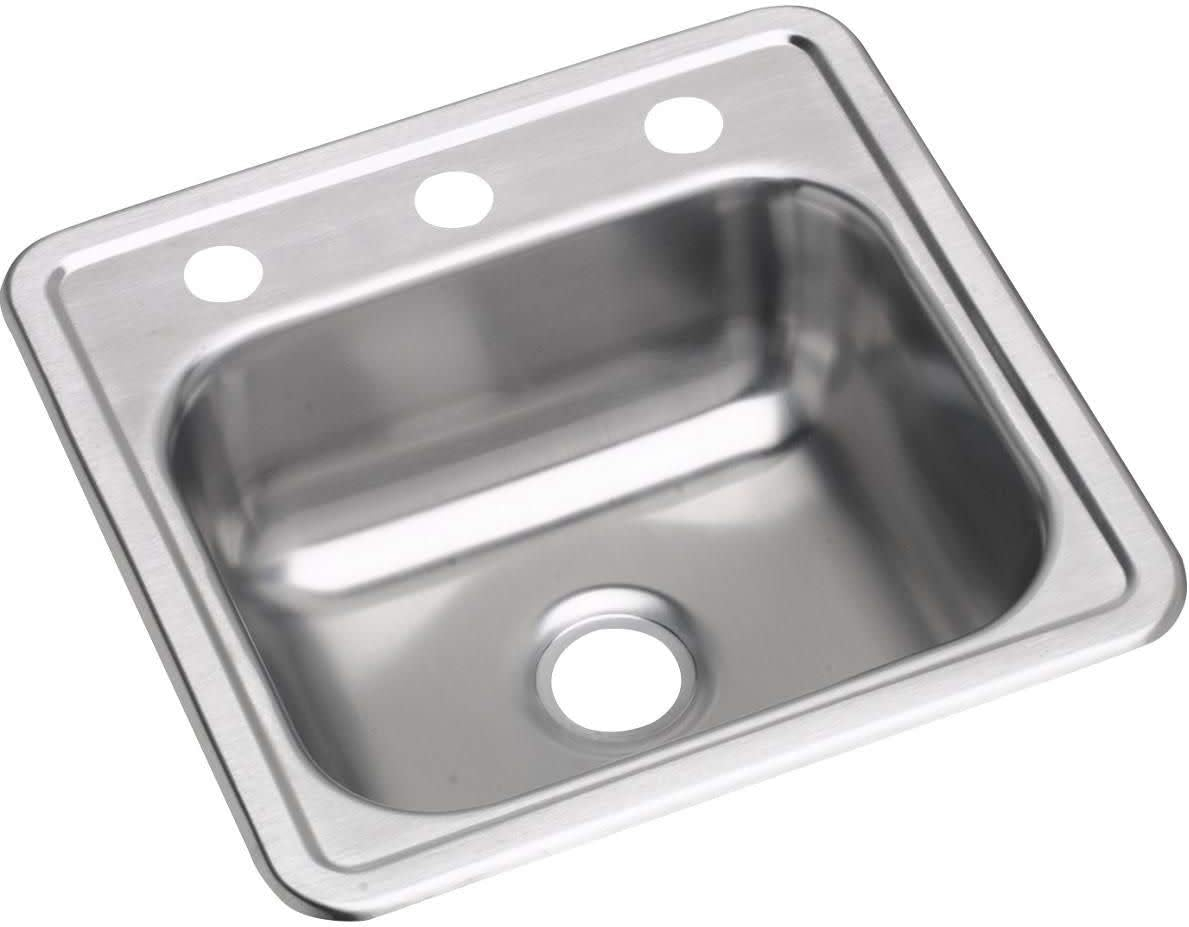 Elkay 15" x 15" Satin Stainless Steel Single Bowl Kitchen Sink