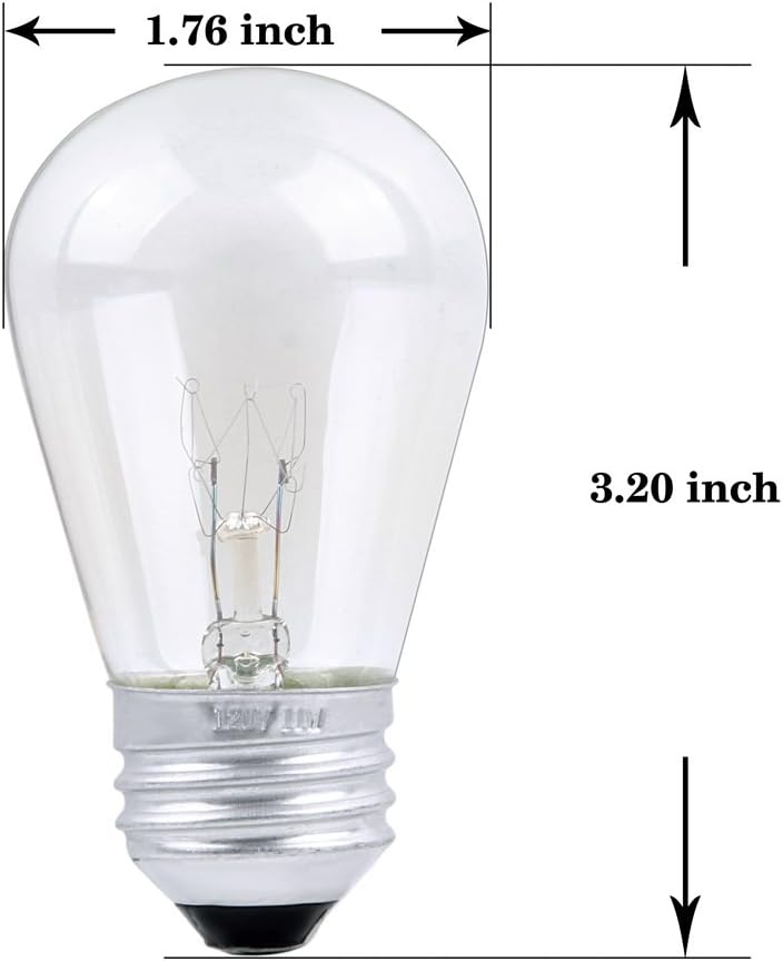 30 Pack S14 Outdoor String Light Bulbs Set orange, 120V 11W Clear Outdoor Patio Vintage Light Shatterproof Bulbs