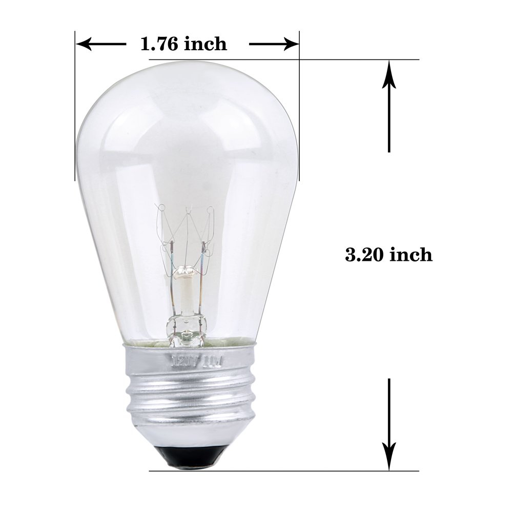 30 Pack S14 Outdoor String Light Bulbs Set orange, 120V 11W Clear Outdoor Patio Vintage Light Shatterproof Bulbs