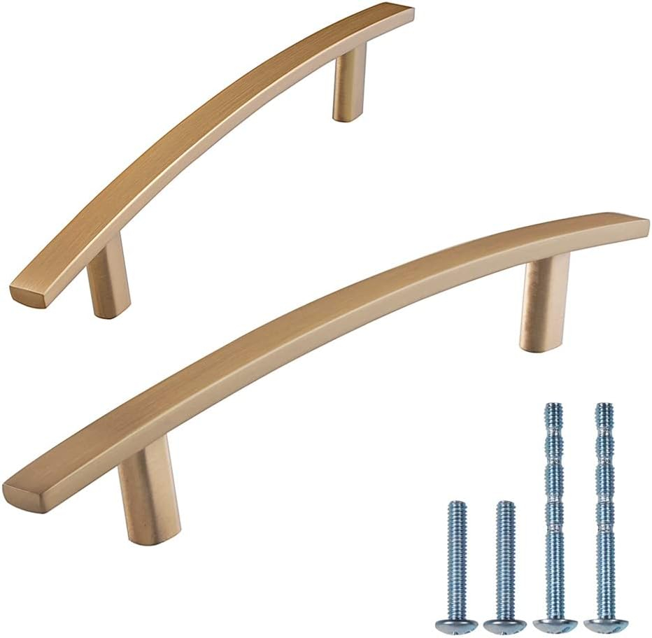 10 Pack Kitchen Cabinet Handles 5-1/16 Inch (128mm) Hole Centers, Champagne Bronze Cabinet Pulls for Bathroom Dresser Drawer Kitchen