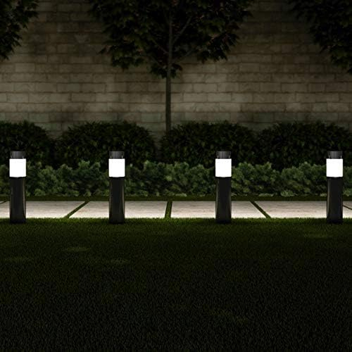 Pure Garden  Solar Path Bollard 15 in. Stainless Steel Outdoor Stake Lighting for Garden - Black - Set of 6