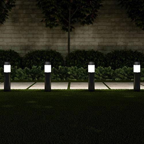 Pure Garden  Solar Path Bollard 15 in. Stainless Steel Outdoor Stake Lighting for Garden - Black - Set of 6