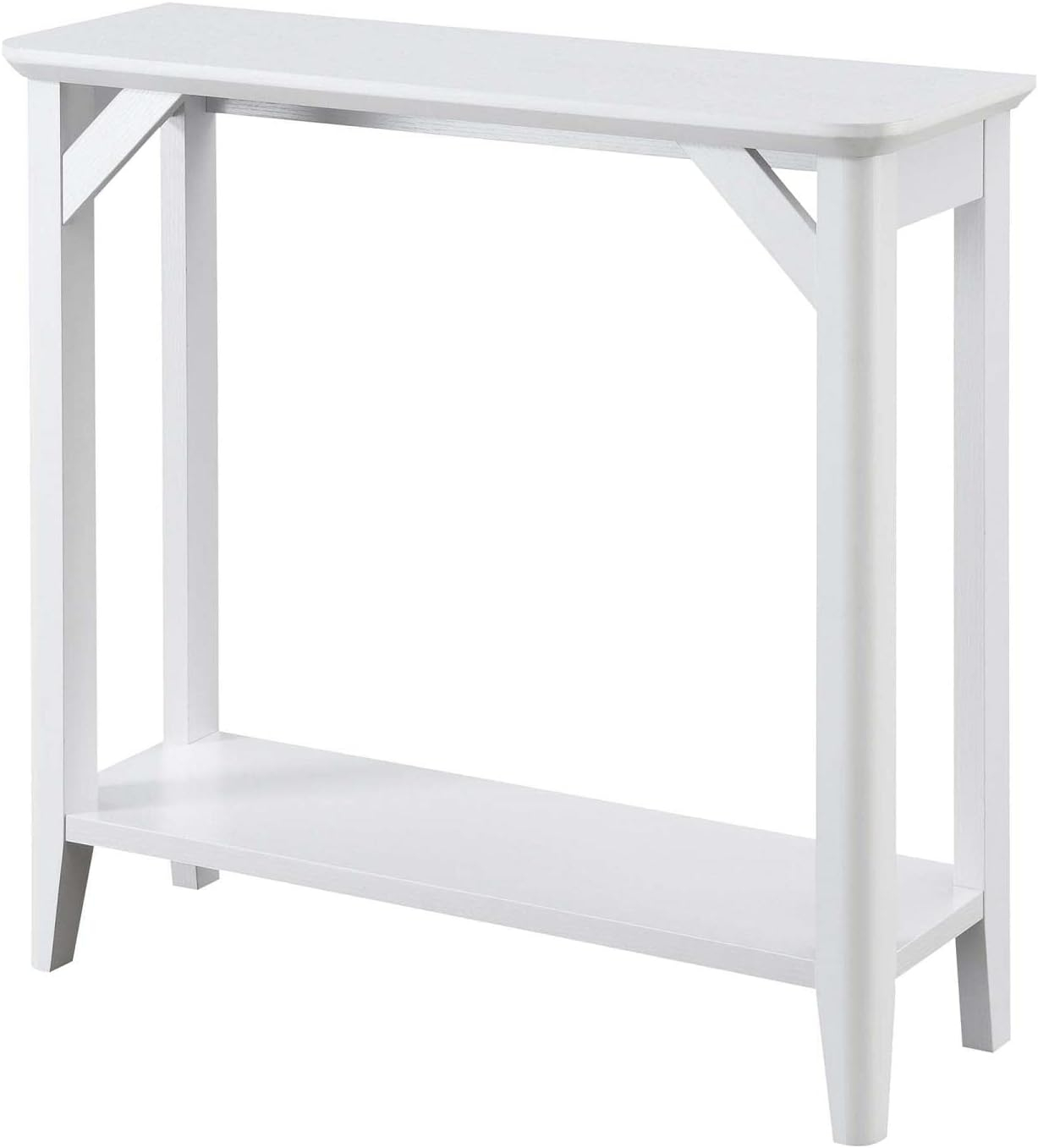 Convenience Concepts Winston Hall Table with Shelf in White Wood Finish