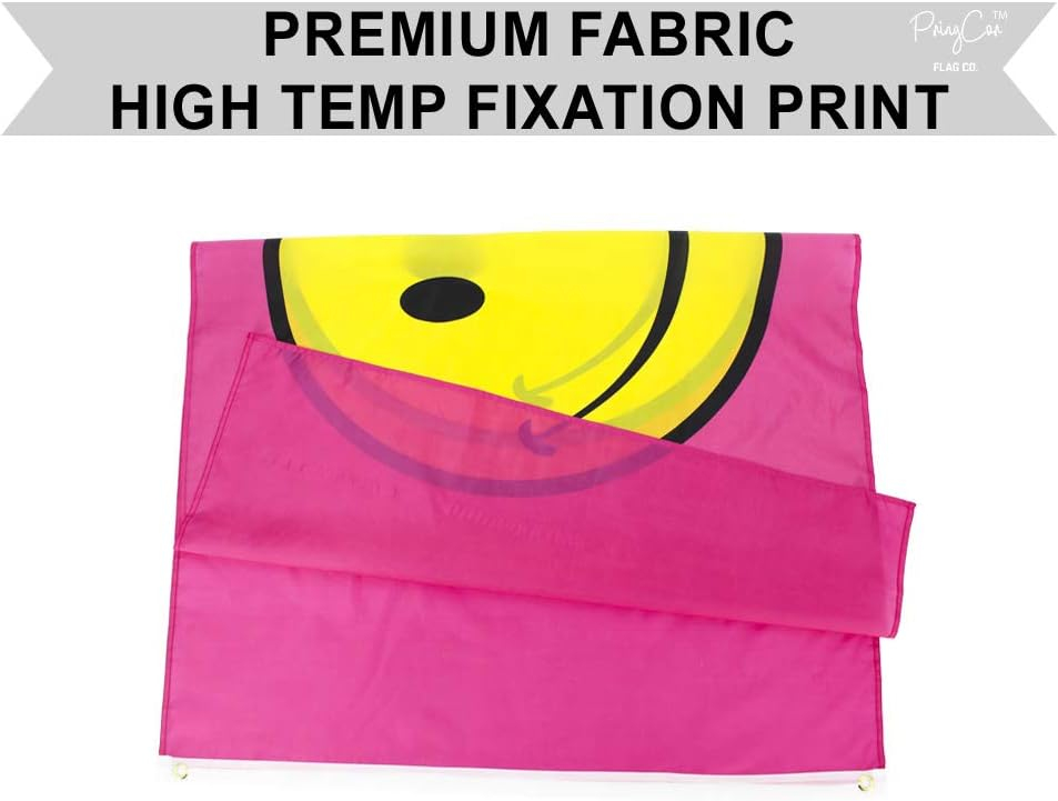 PringCor 3x5FT Flag Pink Happy Face Banner Dorm Bedroom Advertising USA