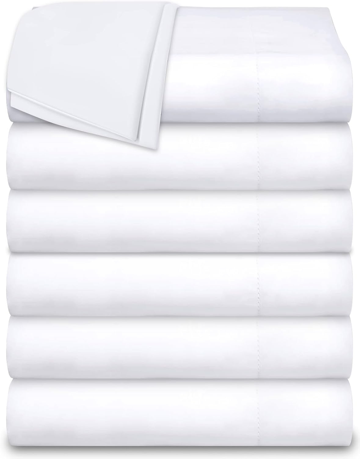 Lavisun Twin Flat Sheets Only, 6 Pack Soft Brushed Microfiber Bedding Sheets for Hotel, Massage, Hospital, Home, Dorm, Bulk Flat Sheets Only Twin Size (White)