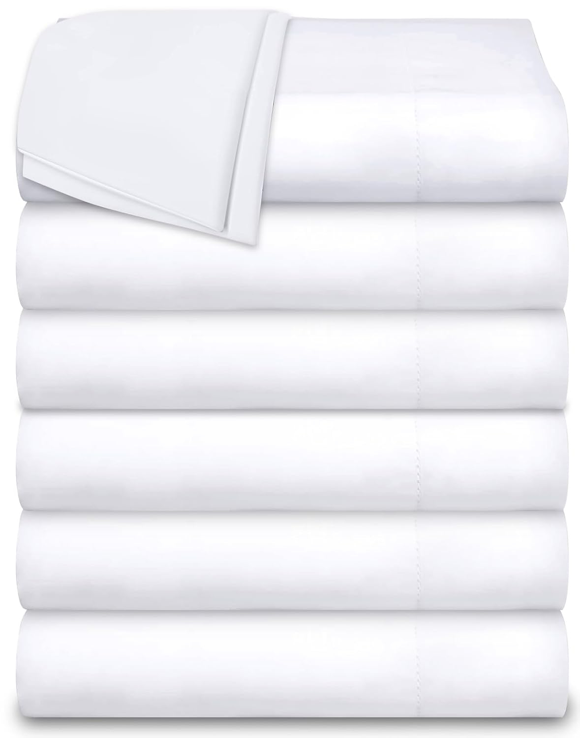 Lavisun Twin Flat Sheets Only, 6 Pack Soft Brushed Microfiber Bedding Sheets for Hotel, Massage, Hospital, Home, Dorm, Bulk Flat Sheets Only Twin Size (White)