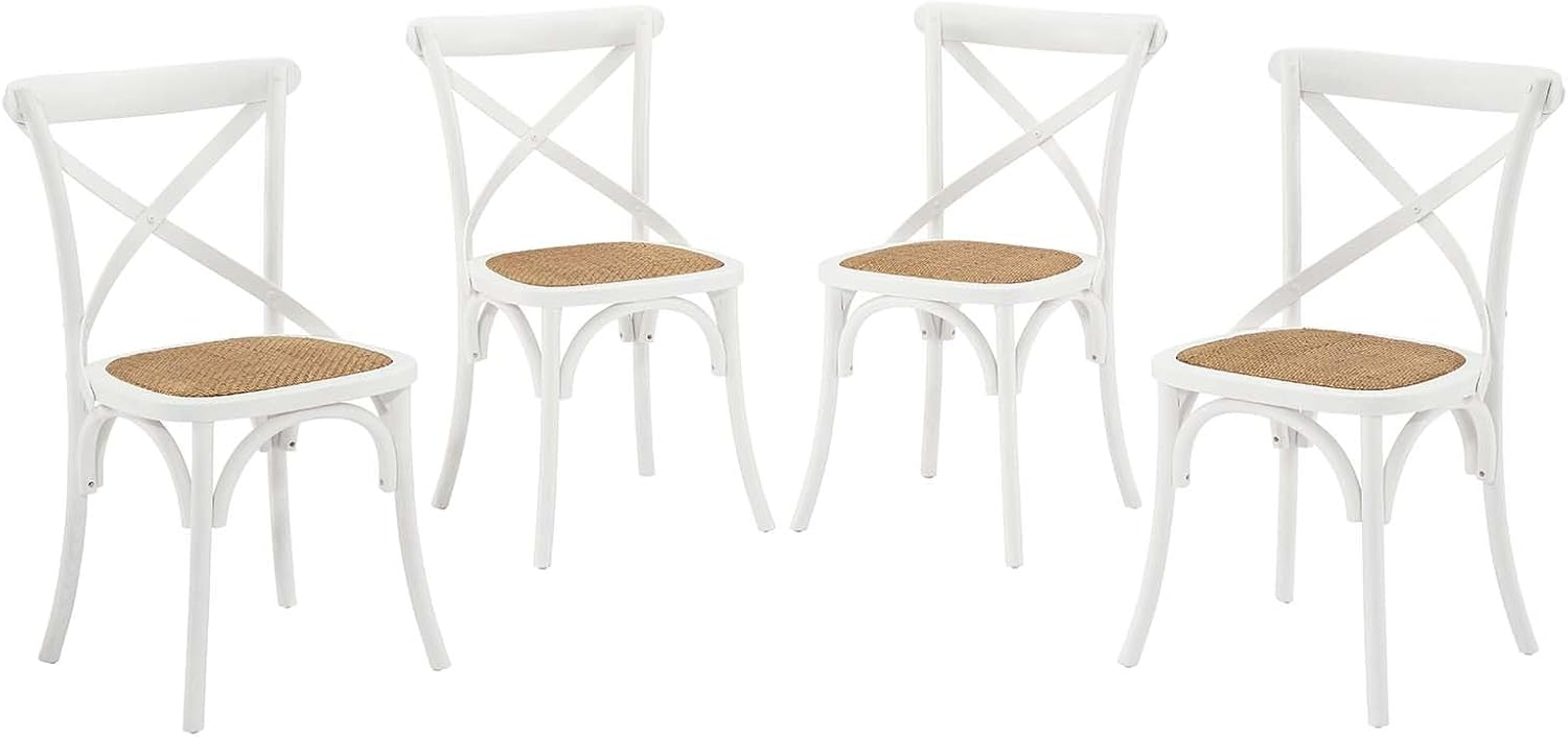 Modway Gear Dining Side Chair Set of 4 in White