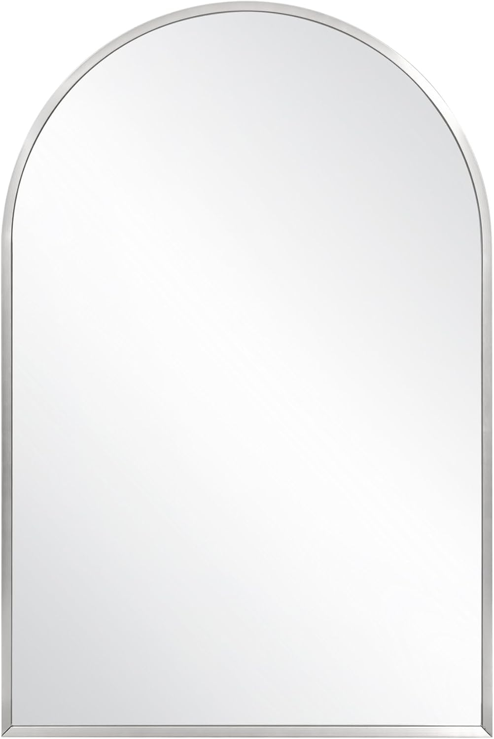 Maeve Arched Wall Accent Mirror – 36-Inch H X 24-Inch L, Modern Metal Framed – Living Room, Bedroom, Bathroom Vanity Mirror – Silver – Design House, 596726-SLV