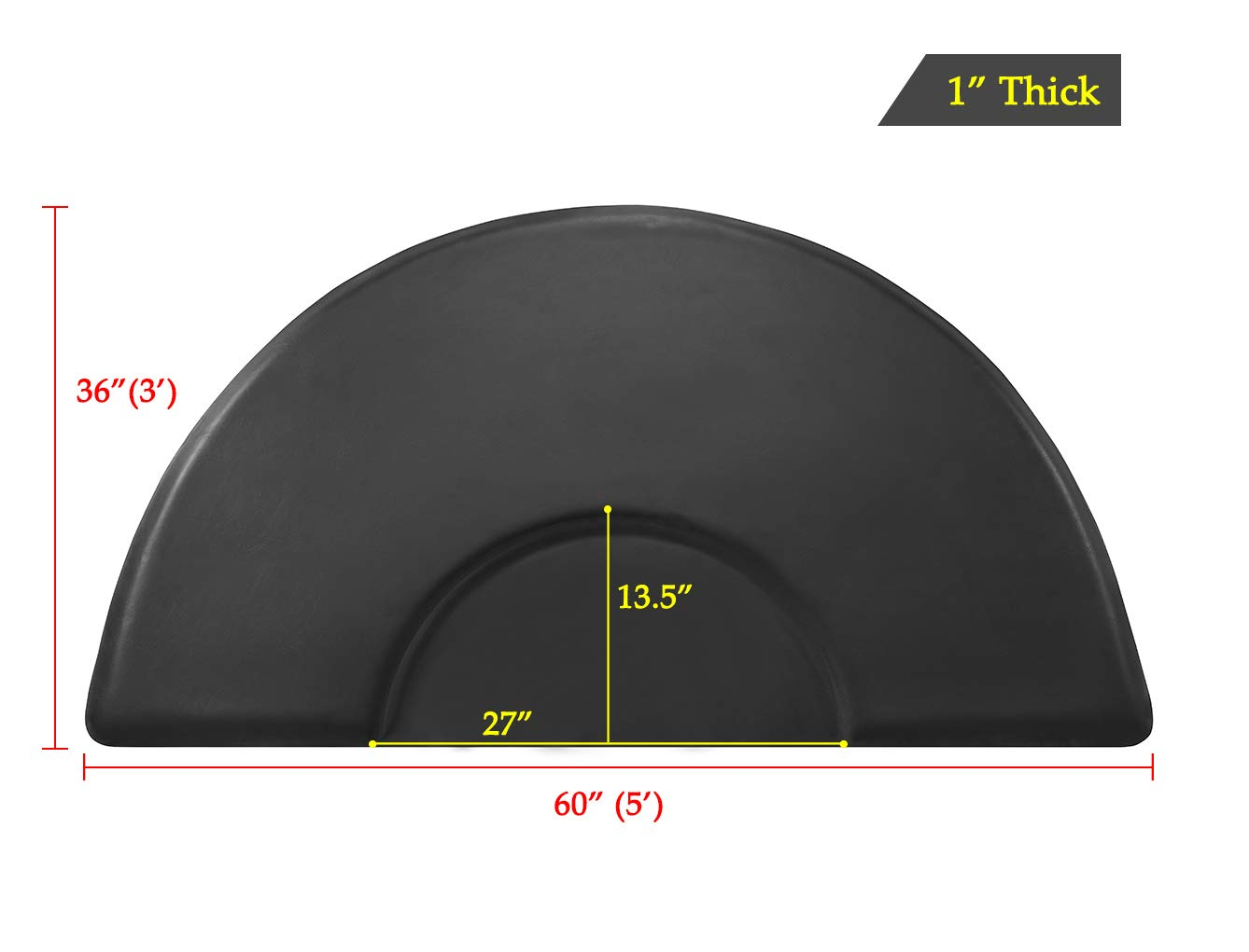 1 Inch Thick Barber Cutting Chair Salon Floor Mats for Beauty Hair Stylist Station Anti Fatigue (Black, 5 Ft × 3 Ft Rectangle)