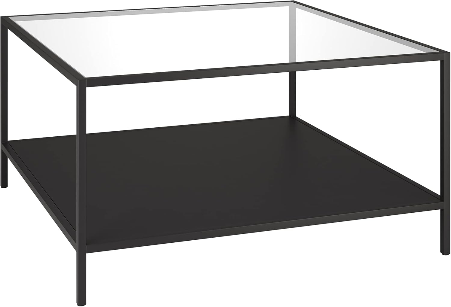 Evelyn&Zoe Sivil Square 32" Wide Coffee Table with Metal Shelf, Blackened Bronze