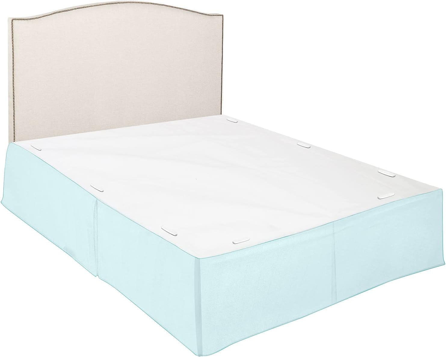 Clara Clark Pleated Bed Skirt - 14 inch Tailored Drop Luxury Double Brushed Microfiber Dust Ruffle - Includes 8 Pins, King Size, Aqua Blue